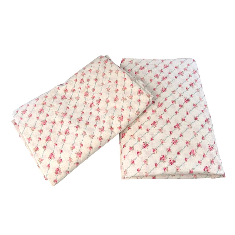 Simply Shabby Chic King Parlor Trellis Rose Sheets Floral Cottagecore Cotton 2PC